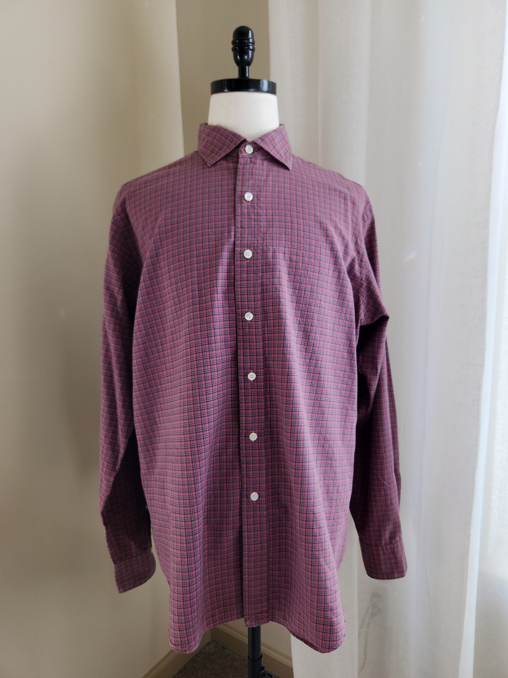 Polo Ralph Lauren Stanton Custom Fit Mens XXL Plaid Button Down Shirt Red Pink